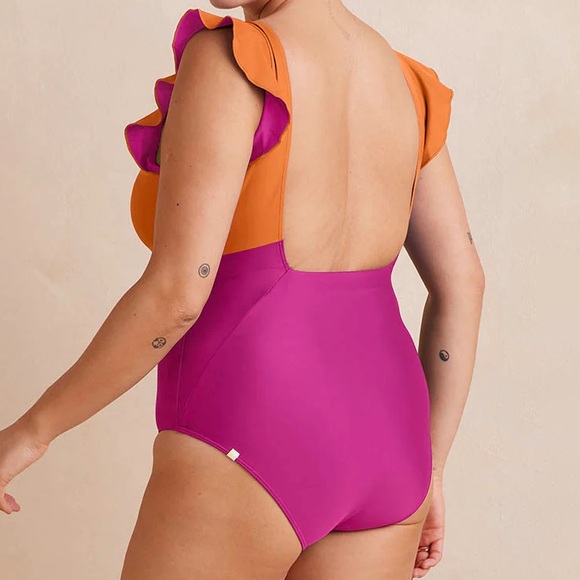 Colorblock Ruffle One-Piece Swimsuit - Picture 2 of 9